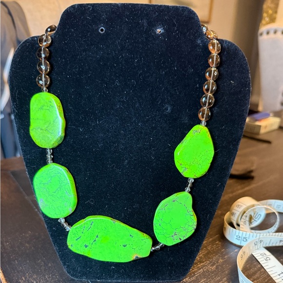 Barse Jewelry - Lime Green Turquoise and Smokey Quarts Necklace